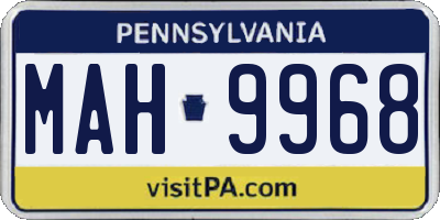 PA license plate MAH9968