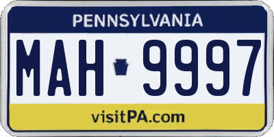 PA license plate MAH9997