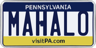 PA license plate MAHALO