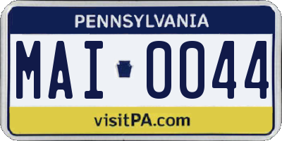 PA license plate MAI0044