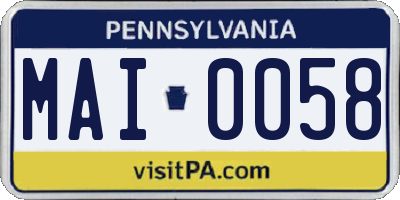 PA license plate MAI0058