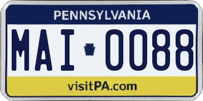 PA license plate MAI0088