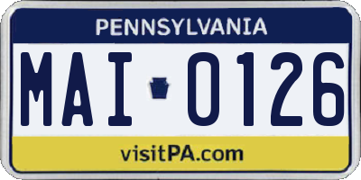 PA license plate MAI0126