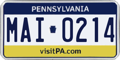 PA license plate MAI0214