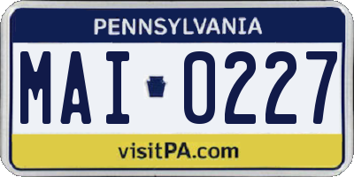 PA license plate MAI0227