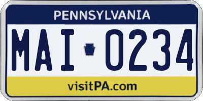 PA license plate MAI0234