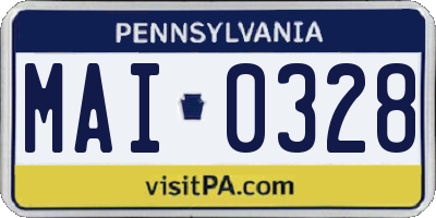 PA license plate MAI0328