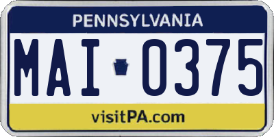 PA license plate MAI0375
