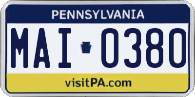 PA license plate MAI0380