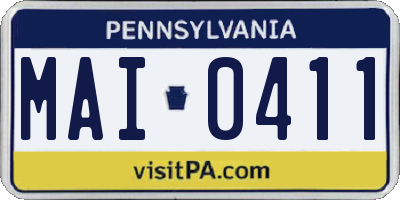 PA license plate MAI0411