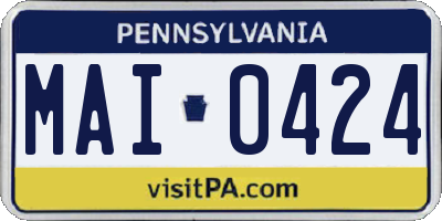 PA license plate MAI0424