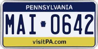 PA license plate MAI0642
