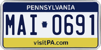 PA license plate MAI0691