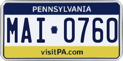 PA license plate MAI0760