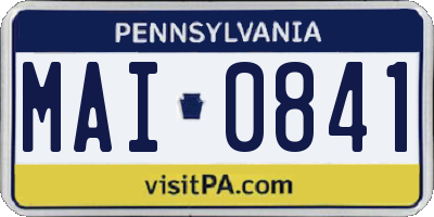 PA license plate MAI0841
