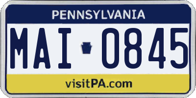 PA license plate MAI0845
