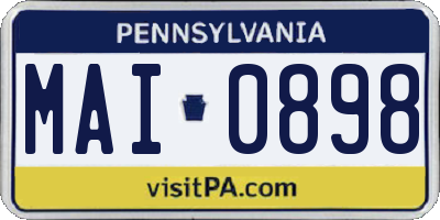 PA license plate MAI0898
