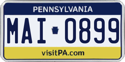 PA license plate MAI0899