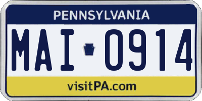 PA license plate MAI0914