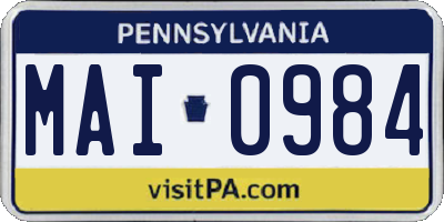 PA license plate MAI0984