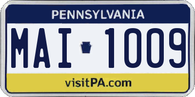 PA license plate MAI1009