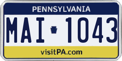PA license plate MAI1043