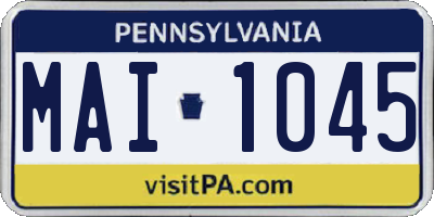 PA license plate MAI1045