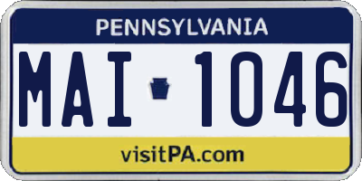 PA license plate MAI1046