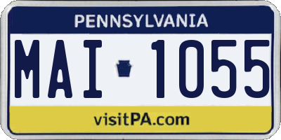 PA license plate MAI1055
