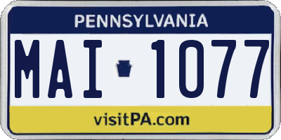 PA license plate MAI1077
