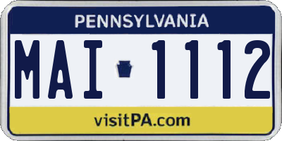 PA license plate MAI1112