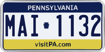 PA license plate MAI1132