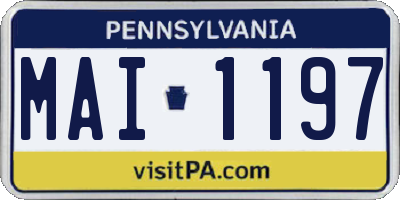 PA license plate MAI1197