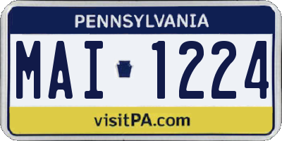 PA license plate MAI1224