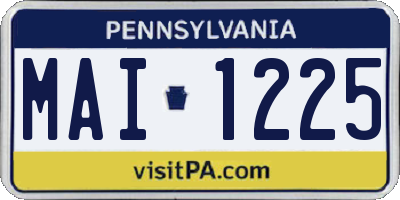 PA license plate MAI1225