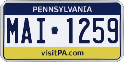 PA license plate MAI1259