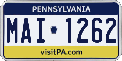 PA license plate MAI1262