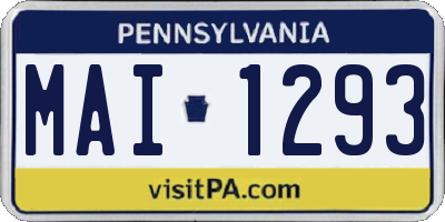 PA license plate MAI1293
