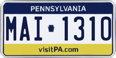 PA license plate MAI1310