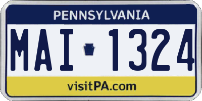 PA license plate MAI1324