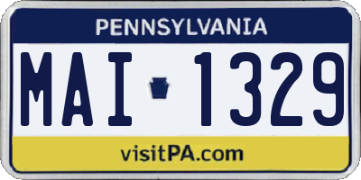 PA license plate MAI1329