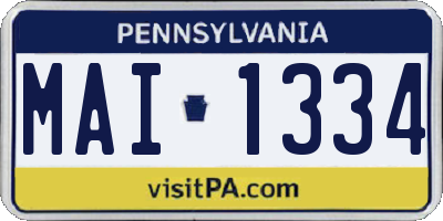 PA license plate MAI1334