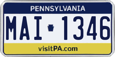 PA license plate MAI1346