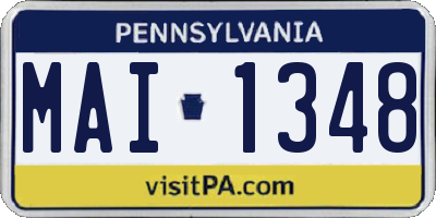 PA license plate MAI1348