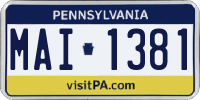 PA license plate MAI1381