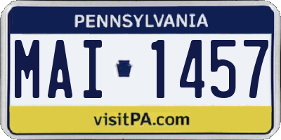 PA license plate MAI1457