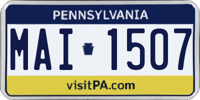 PA license plate MAI1507