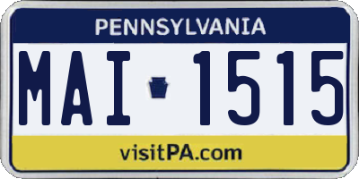PA license plate MAI1515
