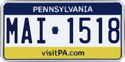 PA license plate MAI1518