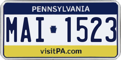 PA license plate MAI1523